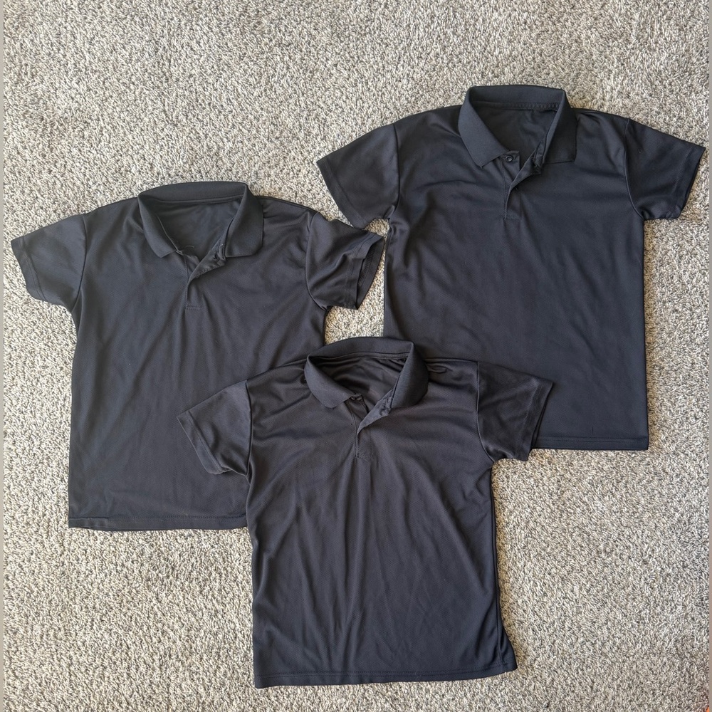 Youth Boy Black Short-Sleeve Polo Shirt Lot Size M 11-12 yr old School Uniform